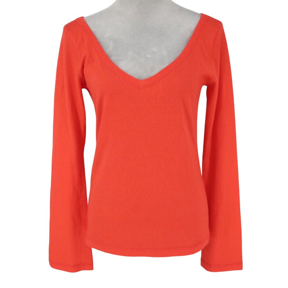 Mai Sweater Womens Large Cashmere Orange Stretch Pullover Bell Sleeves Coastal